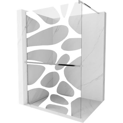 Mexen Kioto+ paroi de douche avec étagère Walk-in 100 x 200 cm, vague blanche, chrome - 800-100-121-01-97