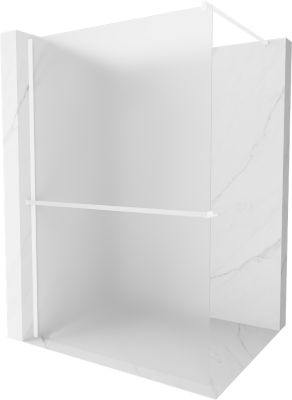 Mexen Kioto+ paroi de douche avec étagère Walk-in 120 x 200 cm, givré, blanc - 800-120-121-20-30