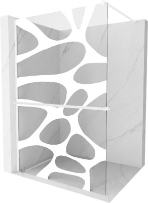 Mexen Kioto+ paroi de douche avec étagère Walk-in 120 x 200 cm, vague blanche, blanche - 800-120-121-20-97