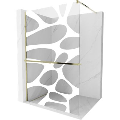Mexen Kioto+ paroi de douche avec étagère Walk-in 70 x 200 cm, vague blanche, dorée - 800-070-121-50-97