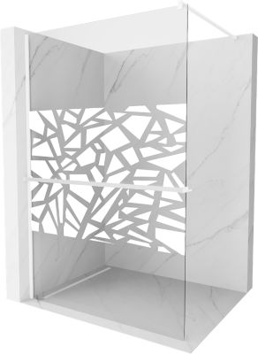 Mexen Kioto+ paroi de douche avec étagère Walk-in 80 x 200 cm, motif blanc, blanc - 800-080-121-20-85