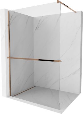 Mexen Kioto+ paroi de douche avec étagère Walk-in 95 x 200 cm, transparent, or rose - 800-095-121-60-00