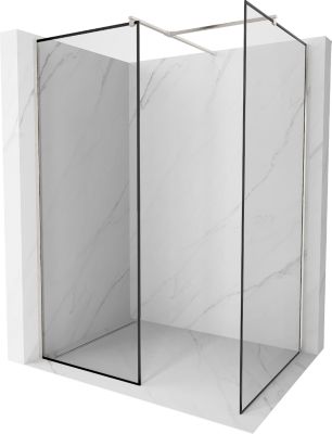 Mexen Kioto paroi de douche Walk-in 110 x 100 cm, cadre noir, nickel brossé - 800-110-202-97-70-100