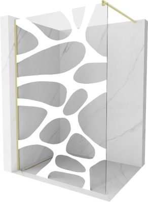 Mexen Kioto paroi de douche Walk-in 110 x 200 cm, vague blanche 8 mm, or brossé - 800-110-101-55-97