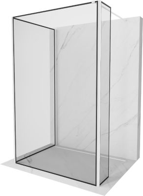 Mexen Kioto paroi de douche Walk-in 120 x 100 x 40 cm, cadre noir, blanc - 800-120-100-221-20-70-040