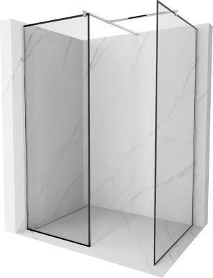 Mexen Kioto paroi de douche Walk-in 120 x 110 cm, cadre noir, chrome - 800-120-202-01-70-110