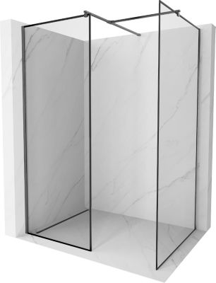 Mexen Kioto paroi de douche Walk-in 120 x 120 cm, cadre noir, gris canon brossé - 800-120-202-66-70-120