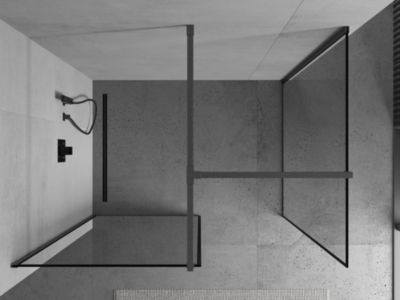 Mexen Kioto paroi de douche Walk-in 120 x 120 cm, cadre noir, gris canon brossé - 800-120-202-66-70-120