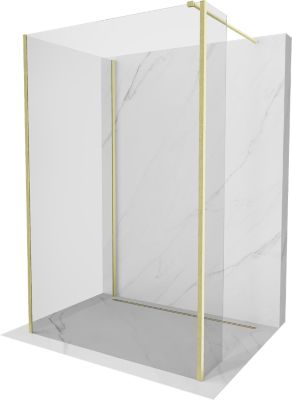 Mexen Kioto paroi de douche Walk-in 130 x 110 x 40 cm, transparent, or brossé - 800-130-110-221-55-00-040