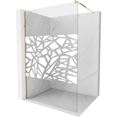 Mexen Kioto paroi de douche Walk-in 130 x 200 cm, motif blanc 8 mm, or - 800-130-101-50-85