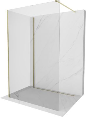 Mexen Kioto paroi de douche Walk-in 130 x 75 cm, transparent, dorée - 800-130-212-50-00-075
