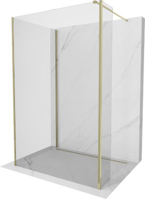 Mexen Kioto paroi de douche Walk-in 130 x 85 x 40 cm, transparent, or - 800-130-085-221-50-00-040