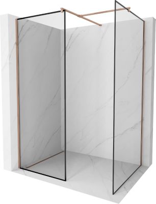 Mexen Kioto paroi de douche Walk-in 130 x 90 cm, cadre noir, or rose - 800-130-202-60-70-090