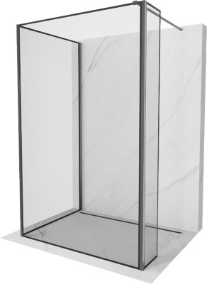 Mexen Kioto paroi de douche Walk-in 140 x 100 x 30 cm, cadre noir, brossé gris canon - 800-140-100-221-66-70-030