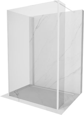Mexen Kioto paroi de douche Walk-in 90 x 80 x 40 cm, transparent, blanc - 800-090-080-221-20-00-040