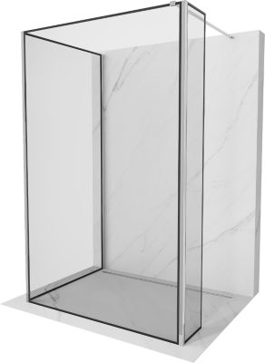 Mexen Kioto paroi de douche Walk-in 90 x 90 x 40 cm, cadre noir, chrome - 800-090-090-221-01-70-040