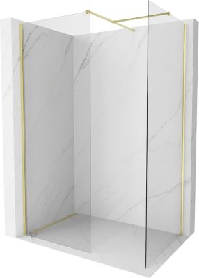 Mexen Kioto-X paroi de douche Walk-in 130 x 120 cm, transparent 10 mm, or brossé - 800-130-202-55-00-120-X