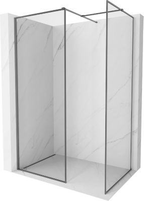 Mexen Kioto-XF paroi de douche Walk-in avec cadre 150 x 100 cm, transparent 10 mm, métal canon - 800-150-202-04-95-100-XF