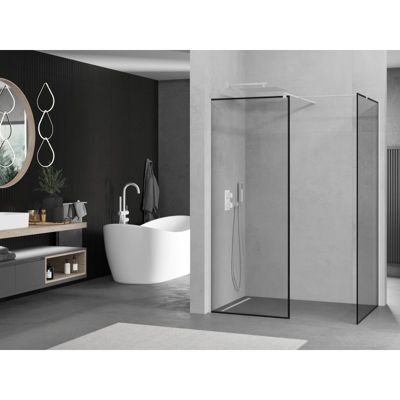 Mexen Kioto-XF paroi de douche Walk-in avec cadre 80 x 70 cm, transparent 10 mm, gun metal - 800-080-202-04-95-070-XF