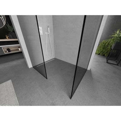 Mexen Kioto-XF paroi de douche Walk-in avec cadre 80 x 70 cm, transparent 10 mm, gun metal - 800-080-202-04-95-070-XF