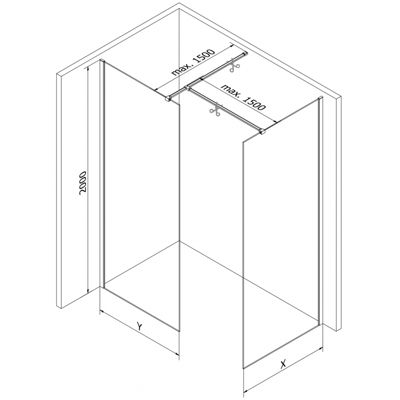 Mexen Kioto-XF paroi de douche Walk-in avec cadre 80 x 70 cm, transparent 10 mm, gun metal - 800-080-202-04-95-070-XF