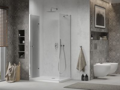 Mexen Lima cabine de douche pliante 100 x 90 cm, transparent, chromé + receveur plat - 856-100-090-01-00-4010