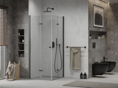 Mexen Lima Duo cabine de douche pliante 90 x 90 cm, transparent, noir - 856-090-090-70-00-02