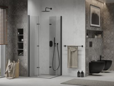 Mexen Lima Duo cabine de douche pliante 90 x 90 cm, transparent, noir - 856-090-090-70-00-02