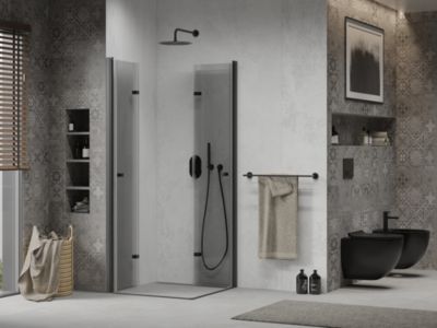 Mexen Lima Duo cabine de douche pliante 90 x 90 cm, transparent, noir - 856-090-090-70-00-02