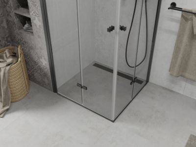 Mexen Lima Duo cabine de douche pliante 90 x 90 cm, transparent, noir - 856-090-090-70-00-02