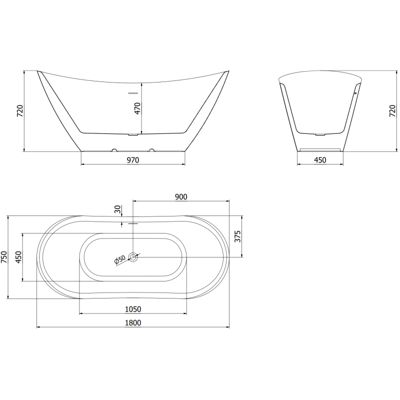 Mexen Lotos baignoire autoportante 180 x 75 cm, blanche, trop-plein doré - 52051807700-50