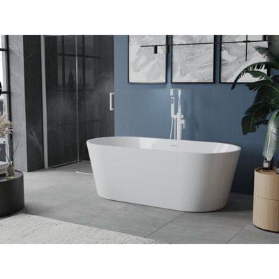 Mexen Luna baignoire autoportante 140 x 75 cm, blanche, trop-plein blanc - 52031407500-20