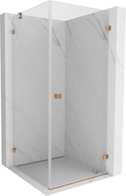Mexen Lunar-B cabine de douche à charnière droite 90 x 90 cm, transparent, cuivre brossé - 832-090-090-65-00-P