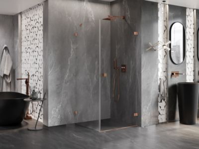 Mexen Lunar-B cabine de douche à charnière droite 90 x 90 cm, transparent, cuivre brossé - 832-090-090-65-00-P