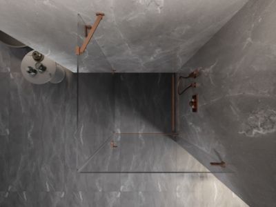 Mexen Lunar-B cabine de douche à charnière droite 90 x 90 cm, transparent, cuivre brossé - 832-090-090-65-00-P