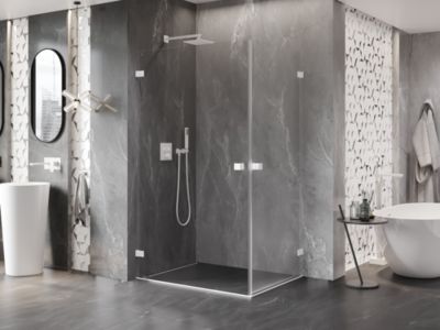Mexen Lunar-B Duo cabine de douche pivotante 75 x 70 cm, transparent, blanc - 832-075L-070P-20-00