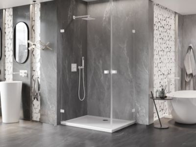Mexen Lunar-B Duo cabine de douche pivotante 75 x 70 cm, transparent, blanc - 832-075L-070P-20-00