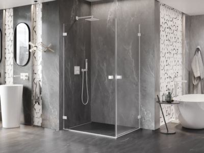 Mexen Lunar-B Duo cabine de douche pivotante 75 x 70 cm, transparent, blanc - 832-075L-070P-20-00
