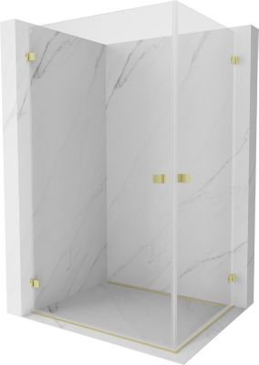 Mexen Lunar-B Duo cabine de douche pivotante 90 x 75 cm, transparent, or brossé - 832-090L-075P-55-00