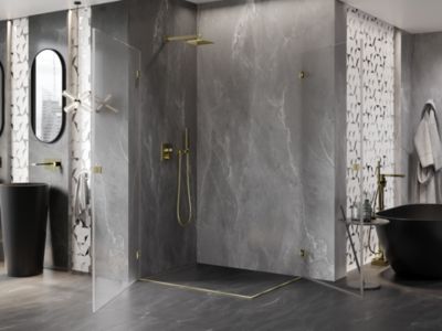 Mexen Lunar-B Duo cabine de douche pivotante 90 x 75 cm, transparent, or brossé - 832-090L-075P-55-00