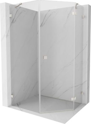 Mexen Lunar cabine de douche pentagonale pivotante droite 80 x 90 cm, transparent, nickel brossé - 831-080P-090L-97-00-P