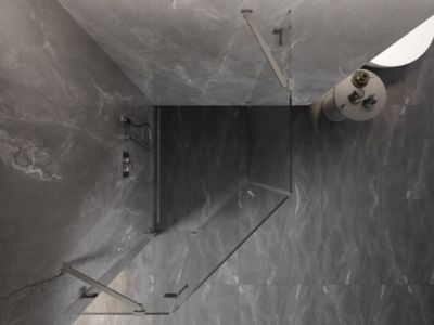 Mexen Lunar cabine de douche pentagonale pivotante gauche 90 x 100 cm, transparent, nickel brossé - 831-090L-100P-97-00-L