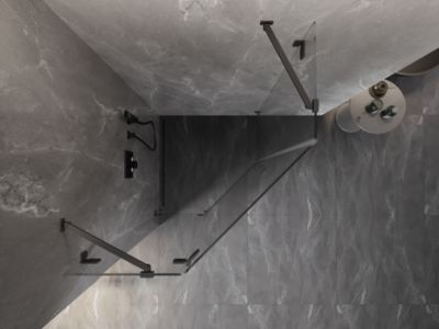 Mexen Lunar cabine de douche pentagonale pivotante gauche 90 x 90 cm, transparent, gris canon brossé - 831-090L-090P-66-00-L