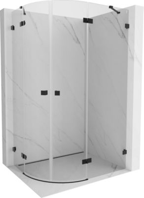 Mexen Lunar cabine de douche semi-circulaire pivotante droite 90 x 70 cm, transparent, noir - 833-090P-070L-70-00