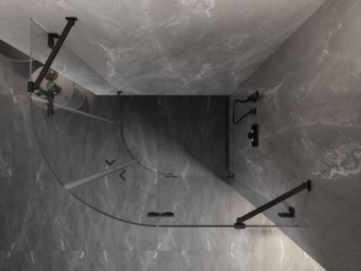 Mexen Lunar cabine de douche semi-circulaire pivotante droite 90 x 70 cm, transparent, noir - 833-090P-070L-70-00