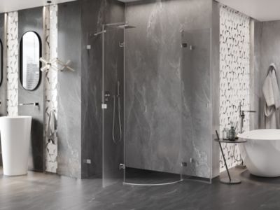 Mexen Lunar cabine de douche semi-circulaire pivotante gauche 100 x 80 cm, transparent, chrome - 833-100L-080P-01-00