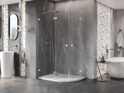 Mexen Lunar cabine de douche semi-circulaire pivotante gauche 100 x 80 cm, transparent, chrome - 833-100L-080P-01-00