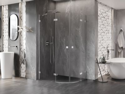 Mexen Lunar cabine de douche semi-circulaire pivotante gauche 100 x 80 cm, transparent, chrome - 833-100L-080P-01-00