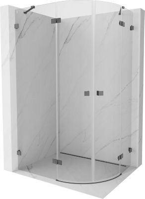 Mexen Lunar cabine de douche semi-circulaire pivotante gauche 100 x 80 cm, transparent, gris canon brossé - 833-100L-080P-66-00