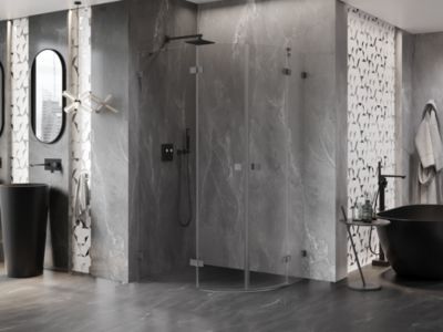 Mexen Lunar cabine de douche semi-circulaire pivotante gauche 100 x 80 cm, transparent, gris canon brossé - 833-100L-080P-66-00